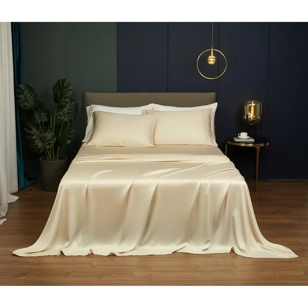 Kang Beige 100% Tencel Sheet Set with‎ Pillowcase Top Grade & Natural Queen